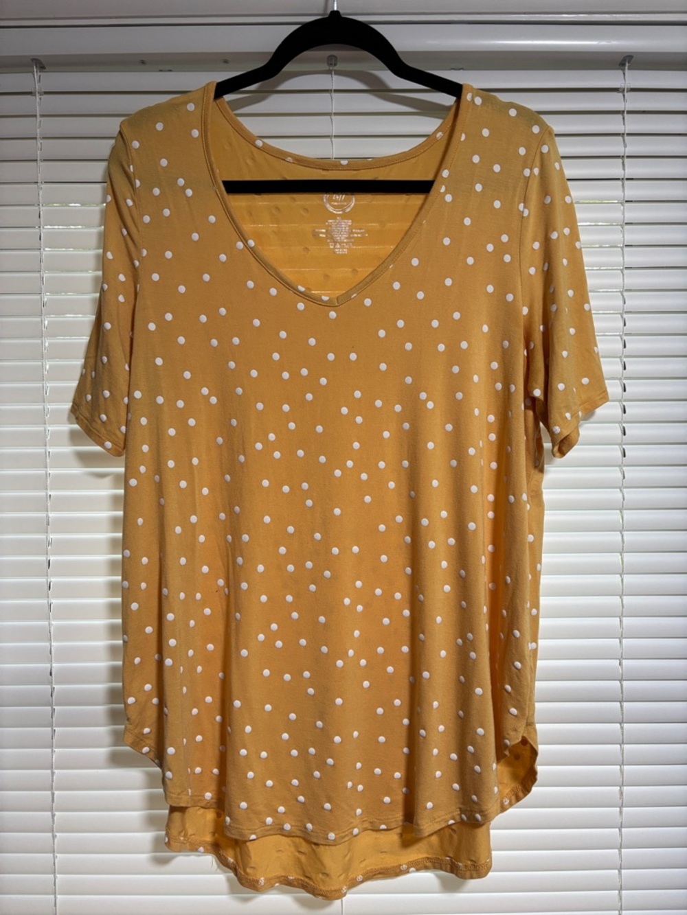 Women's Mustard Polka Dot V-Neck Top